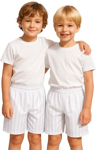 A2Z 4 Kids Flickor Pojkar Skugga Rand PE Shorts Sport Paket om 2 Fotboll - Shadow Shorts 2 Pack White 2-3
