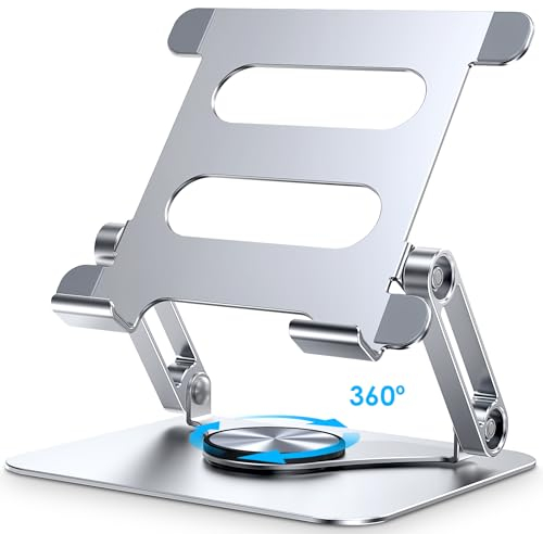 Lucrave Support pour iPad, Support de Tablette Rotatif à 360°, Support de Moniteur Pliable en Aluminium pour Bureau Compatible avec iPad Pro 10.5, 11, 13, Air Mini 2 3 4 5 6, Samsung Tab(4-13)