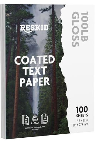 Doppelseitiges 45,4 kg glänzendes Text, digitales C2S-Papier, perfekt für Farblaserdruck, Designvorschläge, Flyer, Broschüren, 8,5 x 11 cm, 45,4 kg, glänzender Text, glänzend beschichtet, 100 Blatt