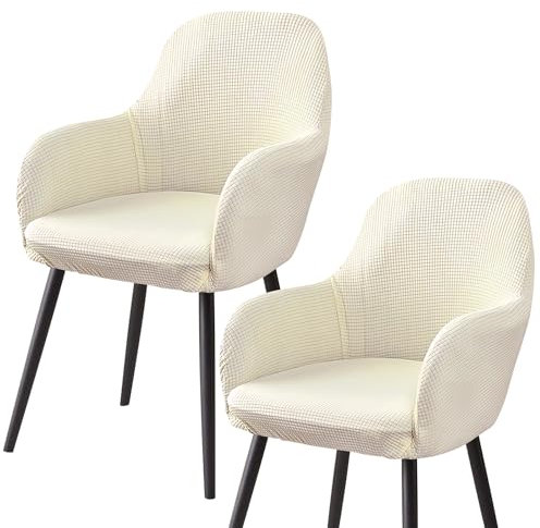 Stuhlhussen mit Armlehne Samt, Sessel Schonbezug MaisköRner, Elastischer Stuhlbezug, Stuhlhussen Bezüge Universal, Bezug Stuhl Abnehmbare für Esszimmer Wohnzimmer Hochzeit Deko (2Pcs Cremefarben)