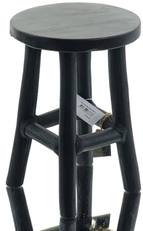 Van der Leeden Schemel Schwarz Ø 20 cm - Teakholz massiv