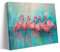 FYFMUSHE Bunte Flamingo-Wandkunst für Wohnzimmer, abstrakter Vogel, Tier auf See, Gemälde auf Leinwand, Wandkunst, Poster für Heimdekoration, Kunstwerk, Wanddekoration, 20 x 30 cm