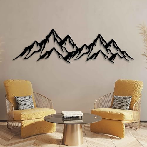 KAWA METALWORKS Extra große Berg-Metall-Wandkunst, Hügel, Metall-Wanddekoration, horizontale Metall-Wandskulptur, große Natur-Wanddekoration über dem Bett, Heimdekoration