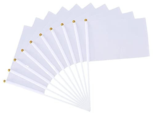 Lpitoy Mini Drapeaux Blancs, 10 Pièces Petit Drapeau À Main sur Bâton Drapeaux Blancs Vierges Décorations De Fête en Plein Air Fournitures pour Défilés Festival Événements Célébration