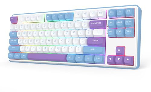 Redragon K707 PRO 80% Wireless Gasket RGB Gaming Keyboard, 3-Modes 87 Keys TKL Mechanical Keyboard w/Hot-Swap Socket, PBT Round Keycaps & 5-Layer Noise Dampening, Custom Linear Switch