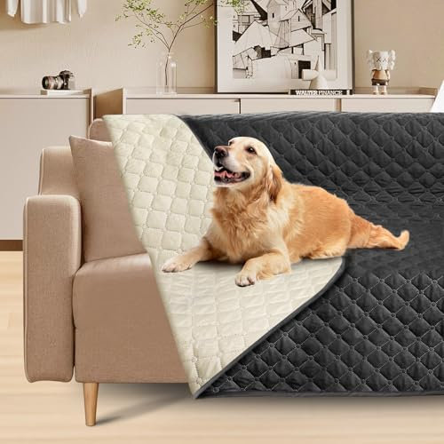 UNOSEKS wasserdichte Hundedecke, Hunde Decke Couch Katzendecke Waschbar Sofaschutz für Sofa, Bett & Auto Hundematte Kratzfeste Große Haustierdecken,Schwarz 60x80