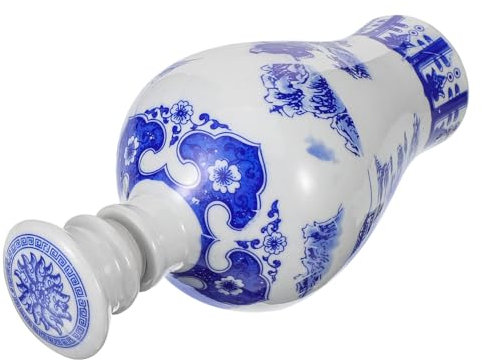 Ciieeo Botella De Vino Azul y Botella De Vino De Porcelana Azul y Blanca Titular De Licor Soporte De Almacenamiento De Licor Botella De Almacenamiento De Vino Wine Bottle Cerámica