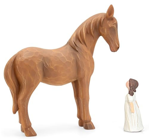 Pferde Mädchen Geschenk Pferde Figur: Pferde Geschenke für Mädchen Schutzengel Statue, Mädchen Geschenke für Pferdeliebhaber Cowgirl, Pferd Ornament Deko Pferd Gedenkgeschenk Weihnachten,Geburtstag