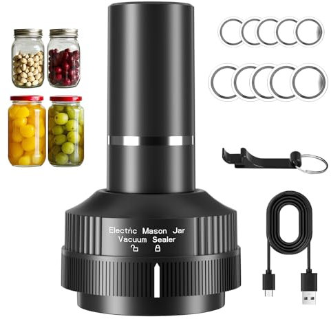 Electric-Mason-Jar-Vacuum-Sealer WEIYII Electric Jar Vacuum Sealer Kit For Mason Jars Wide Mouth and Regular Mouth Jar Lids for Food Storage Portable Vacuum Sealer