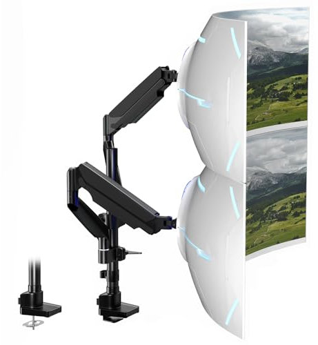 Brazo Monitor Dobles de 17 a 40 Pulgadas, Altura Ajustable, Pantalla orientable e inclinable, Soporte Monitor Doble de hasta 13 kg por Soporte, VESA 75x75/100x100