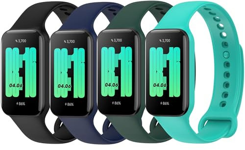 Yisica Correa Compatible con Xiaomi Smart Band 8 Active/Redmi Smart Band 2 Mujer Hombr, Pulsera de Repuesto de Silicona Suave para Xiaomi Smart Band 8 Active (Negro/Azul Oscuro/Verde Oscuro/Cian)