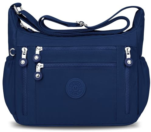 LUROON Damen Mittelgroß Wasserdicht Nylon Umhängetasche mit Verstellbarem Breitem Schultergurt Leichte Schultertasche Casual Crossbody Bag Groß für Einkaufen, Reisen