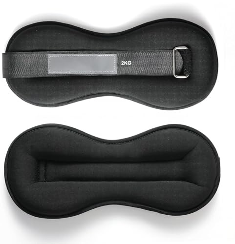 FLG Poids de cheville et poignet – Poids de fitness réglables pour homme et femme – Noir ou violet – Idéal pour le cardio, la musculation et la rééducation (2 kg x 2 noirs)