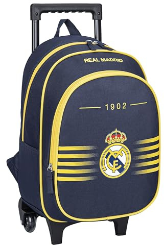 Real Madrid Mochila escolar con ruedas, colección oficial