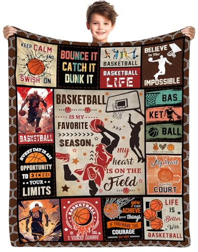 Yasrlvun Basketball-Geschenke für Jungen, 152 x 127 cm, Basketball-Überwurf, Decke, Vatertag, Weihnachten, lustige Basketbälle, Geschenke für Sohn, Enkel