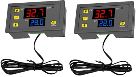 W3230 Digitaler Thermostat RUIZHI 2 Stück Temperaturregler mit NTC 10K Sensorsonde, Temperaturregelungsbereich - 50 bis 120 °C, Temperaturregler Regler Heizung Kühlung Steuerung(110-220V)
