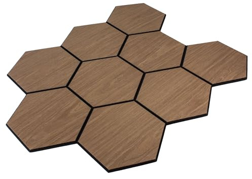 Akustikpaneel Hexagon in Black Walnut - 727x600 mm - mit PET-Filz - 1 Stück | Für dekorative Wandakzente und bessere Raumakustik mit Hexagon-Paneelen, 727x600 mm, 1 Stück, Holzfurnier, Black Walnut