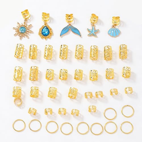 Gioielli Dreadlocks Trecce Clip, 45 Pezzi, Accessori Dreadlocks in Metallo, gioielli per capelli, Anelli e Clip per Trecce, Accessori Capelli Donna Uomo, Capelli Treccia, per Feste e Moda