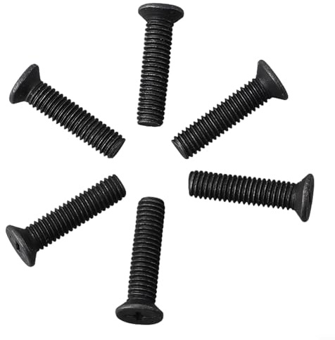 Set di 6 viti di fissaggio per mandrino per trapano, in metallo, M5 25 mm e M6 25 mm, filettatura sinistra, colore nero, compatibili con mandrini UNF da 1/2 UNF 3/8 UNF, per officina e assemblaggio