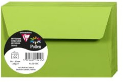 Clairefontaine 5541C - Packung mit 20 Umschläge Pollen, 90 x 140 mm, 120g, ideal für Einladungen und Korrespondenz, Minze, 1 Pack