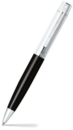 Sheaffer 300 Refillable Twist-Action Metal Ballpoint Pen, Medium Ballpoint, includes Premium Gift Box and Black Cartridge, 1 Pack, Chrome/Glossy Black