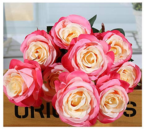 Fleur Artificielle 9 Têtes, Bouquet De Roses, Mur, Jardin De La Maison, Table Décorative, Main De Mariage, Bord en Poudre, 42Cm