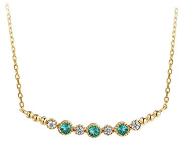 AMDXD 18K Gelbgold Halskette Beads mit Smaragd 0.25CT Anhänger Goldkette Für Damen Gold Grün
