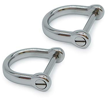 LABEN Stainless Steel D-Rings with Screw Shackle Horseshoe U Shape Key Ring 2 pcs 2/3 Inch