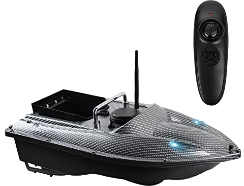 Angeln RC Köderboot, Fischfinder Schiffsboot Mit LED-Navigator-Licht,Schwarz