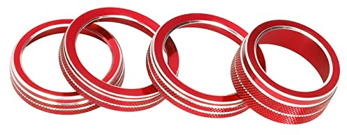 OUKENS 4PCS Garniture de boutons de commutation, couvercle de bouton de climatisation en alliage d'aluminium pour accessoires pour Jeep Wrangler JL 2018-2021(rouge)