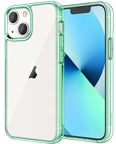 JETech Hülle für iPhone 13 6,1 Zoll, Nie Vergilbung Stoßfeste Stoßstange handyhülle, Anti-Kratzt Transparent Rückseite (Nachtgrün)