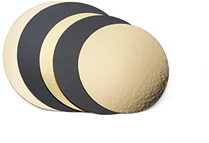 5 Stück Kuchenständer, rund, aus Karton, 18 – 20 – 22 cm, goldfarben und schwarz