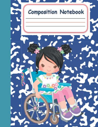 Back to School Composition Notebook (1st through 5th Grade), Light Skin Black Hair in Wheelchair: A Notebook with Space to Write and Journal