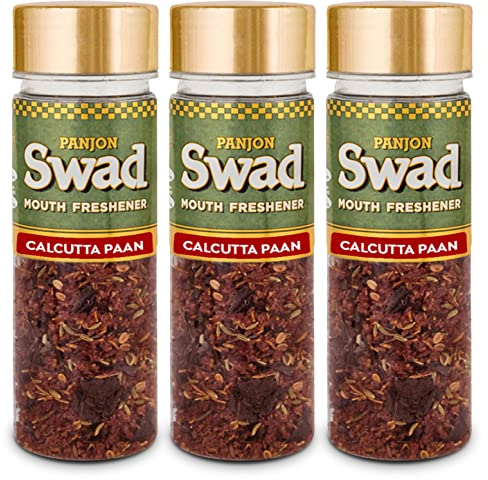 PANJON SWAD Calcutta Paan Mukhwas (3 X 100 Grams) | Meetha Paan Mukhwas | Hygienically Packed Traditional Sweet Pan Pachak | Tasty Mouth Freshener | After-Meal Snack | Dry Mukhwas, Pack of 3