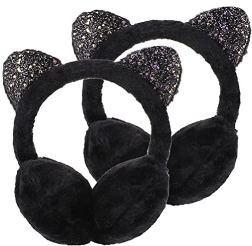 GALPADA 2 Stück Kinder Ohrenschützer Pelz Ohrenwärmer Süße Pailletten Katzenohren Tier Ohrenschützer Winter Warme Outdoor Ohrabdeckung Stirnband Für Kleinkind Jungen Mädchen