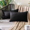 MIULEE 2er Set Wasserdicht Kissenbezug Outdoor Sofakissen Dekokissen Modern Kissenbezüge Dekorativ Kissenhülle Deko aus Polyster Leinen-Optik für Garten Sofa Wohnzimmer Bett 30x50 cm Schwarz
