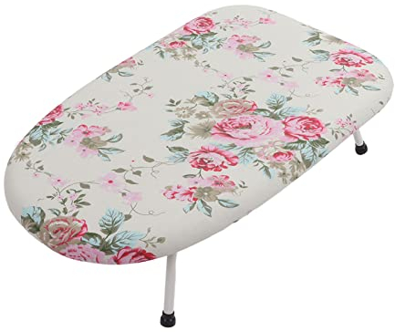 Tabla de Planchar portátil Tabla de Planchar de Mesa pequeña Mini Tabla de Planchar Tabla de Planchar de Tela Que Ahorra Espacio con Patas Plegables y Funda de algodón para Coser(Peonía)