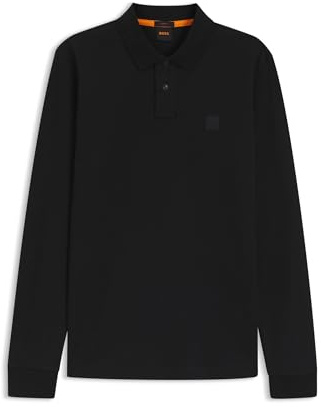 BOSS Herren Pirol Longsleeve-Poloshirt aus Interlock-Baumwolle mit tonalem Logo