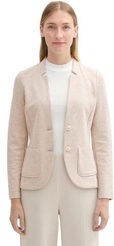 TOM TAILOR Damen 1038703 Basic Ottoman Blazer mit Taschen, 36844 - Sand Stone Beige Melange, M