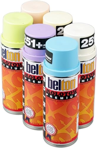 KLAMOTTEN STORE Sprayfarben Molotow Premium Qualität Pastellfarben 6x400ml für Hobby, Kunst und Handwerk