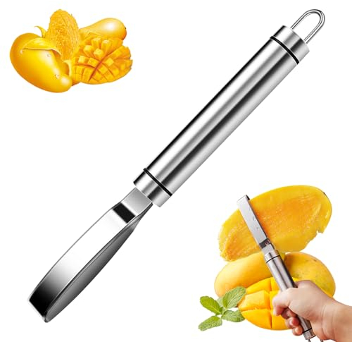 Jemey Mango-Entkerner, Mangoschneider aus Edelstahl mit Aufhängeöse, Leicht zu Entfernen, Professionelle Mangoteiler Klinge zum Teilen und Entkernen von Mango, Küchenwerkzeug