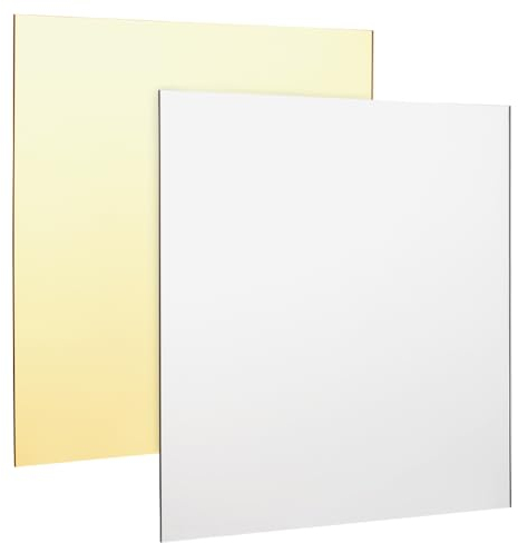 BENECREAT 2 hojas de espejo acrílico de 30 x 30 cm, hojas acrílicas doradas y plateadas, espejo opaco brillante con película adjunta para corte láser, grabado, decoración de pared y manualidades