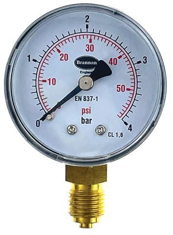 50mm pressure gauge (0 to 4 Bar Bottom Connection)