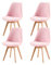 H.J WeDoo 4er Set Nordic Lamm Plüsch Esszimmerstuhl,Küchenstuhl mit Massiven Buchenstuhl Beinen und Lammwolle Kissen,Geeignet für Casual Stühle in Büros,Küchen und Räumen,Rosa