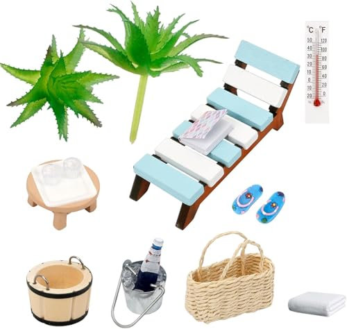 CAUTIOUS 16 Pezzi Set Spiaggia Deco in Miniatura Decorazione da Spiaggia con Verde Palma, Decorazione da Spiaggia in Miniatura per Regalo Fai da Te Regalo, Compleanno per Ragazzi e Ragazze