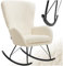 tectake® Schaukelstuhl, Sessel Wohnzimmer, Relaxsessel, Ohrensessel, Wohnzimmer Möbel, Rocking Chair für Babyzimmer, als Lesesessel im Schlafzimmer oder Stillsessel, Bouclé Creme/schwarz