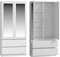 BDW Kleiderschrank mit Spiegel, 90x180x50 cm, 2 Schubladen, 4 Regale | Ideal für EIN Schlafzimmer, Flur, Kinderzimmer oder Büro | Kleiderständer, Garderobenständer (Weiß)
