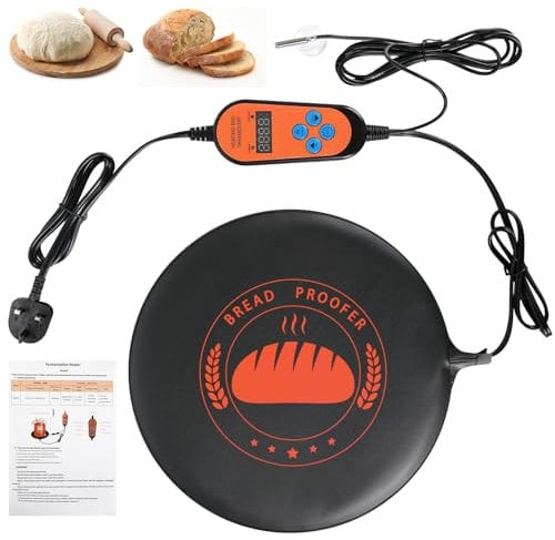 Bread Proofer Heat Pad, Adjustable Temperature Control with Timer Dough Starter Warmer Mat, Home Brew Warming Mat, Sourdough Proofing Brewing Heater Fermentation Yogurt Making Mate (30x30cm)