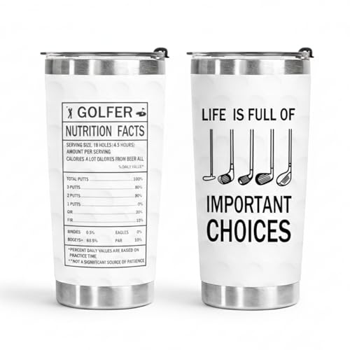 Rolcheleego 20oz Golf Tumbler with Lid, Double Wall Vacuum Insulated Stainless Steel Coffee Travel Mug, Funny Golf Gifts for Men Dad Husband, Golf Ball Texture Thermal Cup for Hot & Cold Drinks