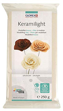 GLOREX 6 8070 501 - Keramilight, 250 g in weiß, ultraleichte, lufttrocknende Modelliermasse, ausgehärtet extrem leicht und hart, ideal für filigrane Teile
